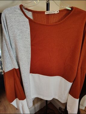 Chance or Fate Crewneck Top in Rust and White